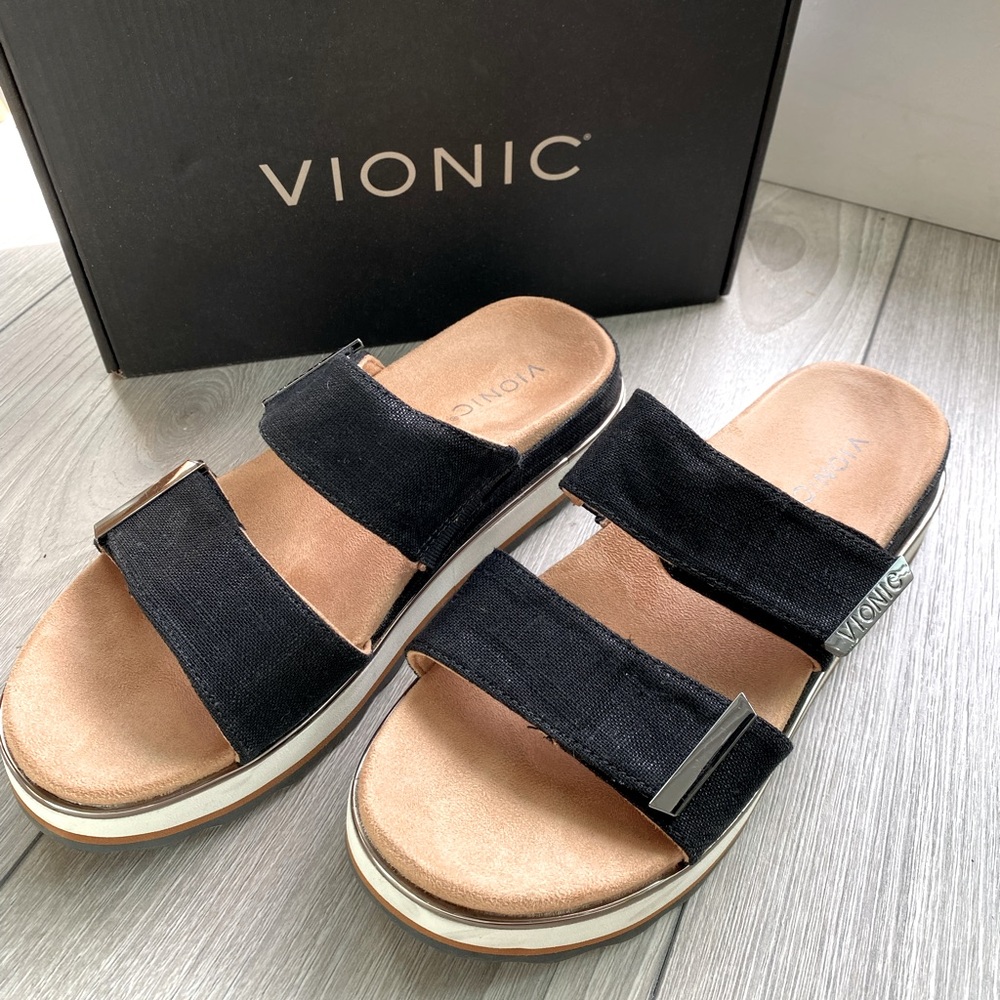New platform sandals, designed with built-in arch support and adjustable strap